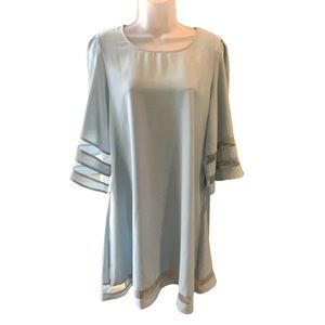 Baby Bue Dress With Mesh Details On Sleeves And Hem Size Medium
